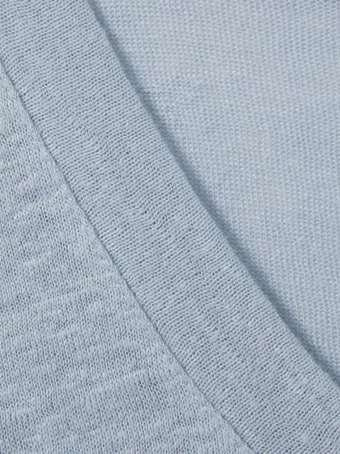 Women Reiss Tops Lottie Marled Linen VNeck TShirt Light Blue
