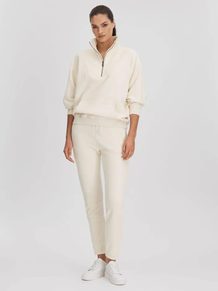 Women Reiss Tops Upside HalfZip Funnel Neck Jumper Natural