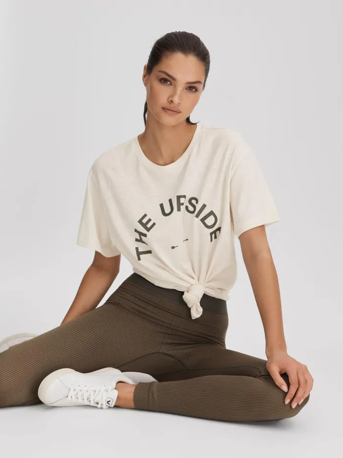 Women Reiss Tops Upside Marled CrewNeck TShirt Natural