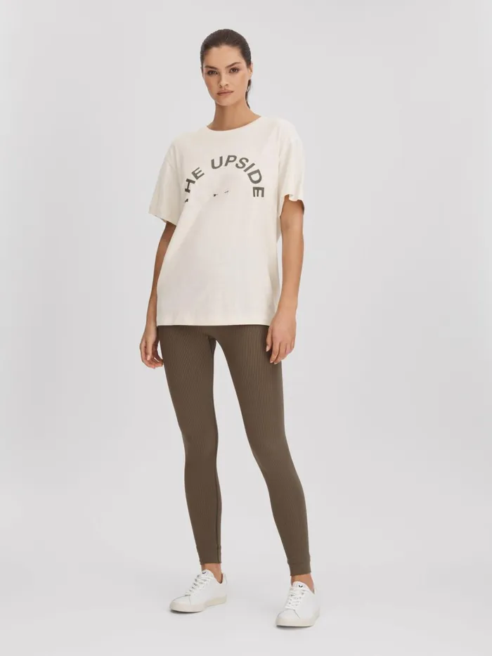 Women Reiss Tops Upside Marled CrewNeck TShirt Natural