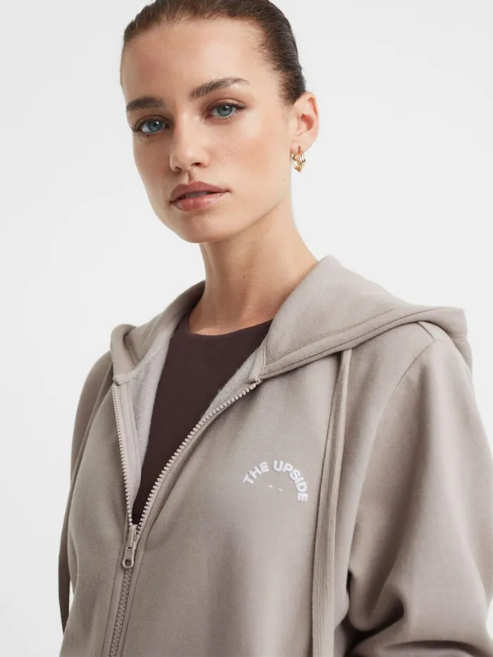 Women Reiss Tops Upside ZipThrough Hoodie Natural