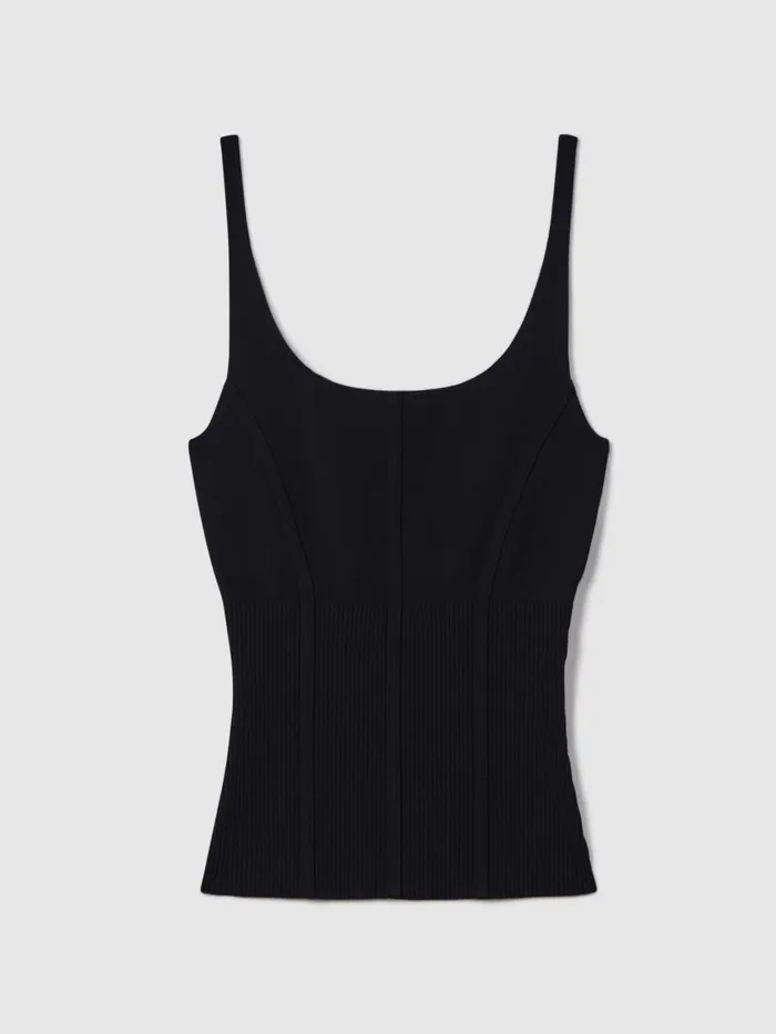 Women Reiss Vests Verity Ribbed Seam Detail Vest Navy