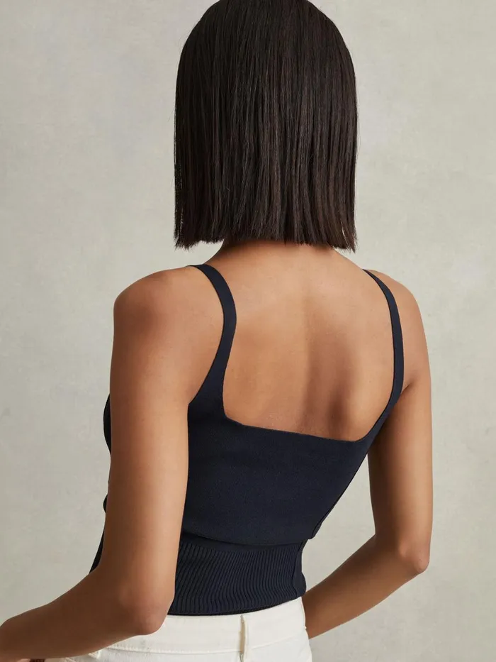 Women Reiss Vests Verity Ribbed Seam Detail Vest Navy