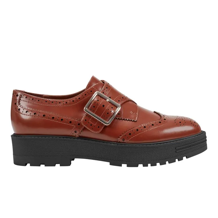 Women Remona Monk Strap Loafer Brown Leather Marc Fisher Loafers and Flats