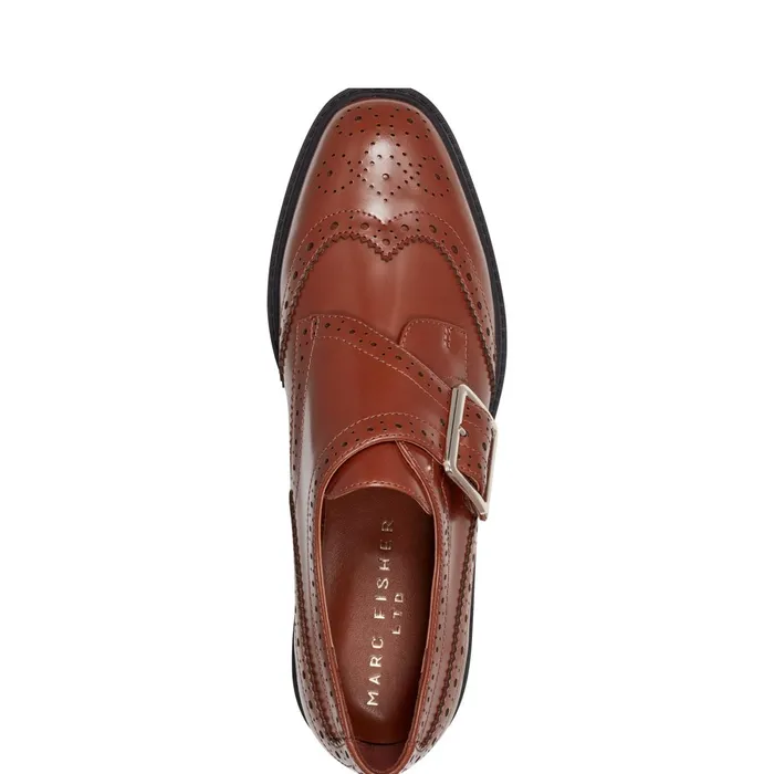 Women Remona Monk Strap Loafer Brown Leather Marc Fisher Loafers and Flats