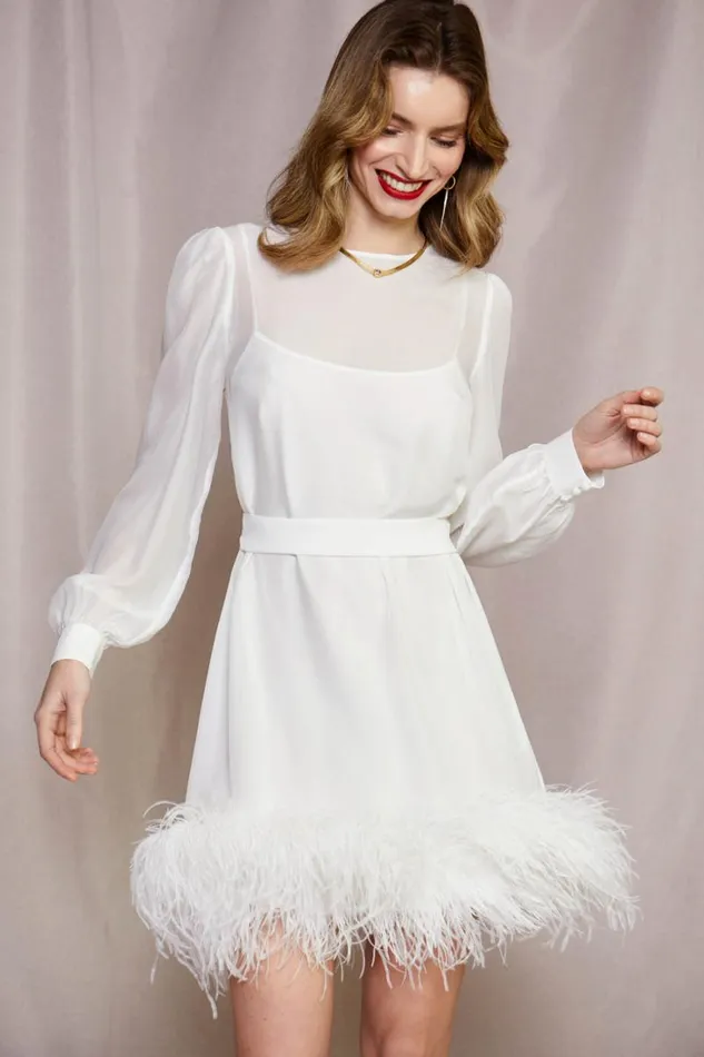 Women RIXO All Bridal Letty Silk Mini Dress Ivory