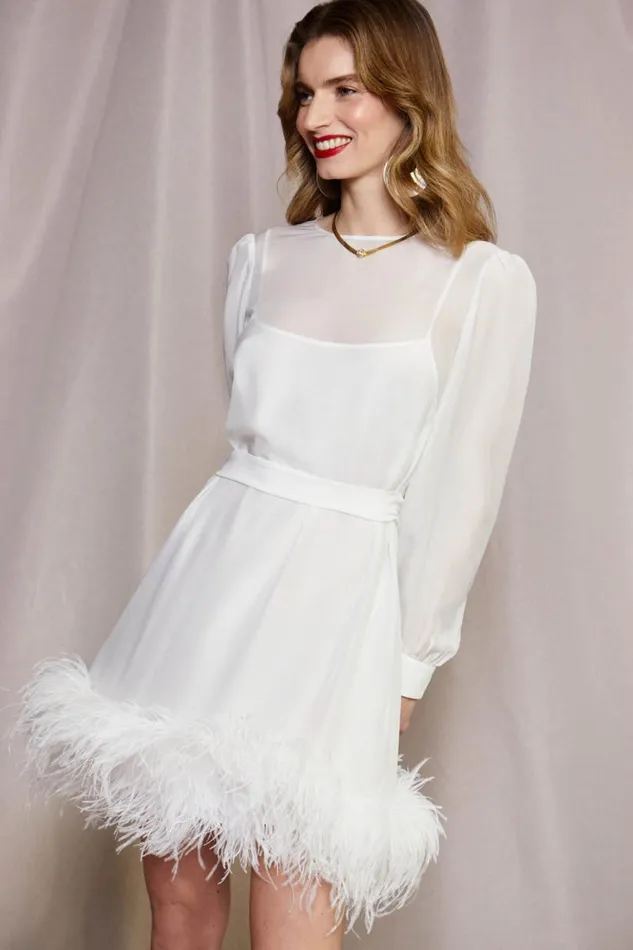 Women RIXO All Bridal Letty Silk Mini Dress Ivory