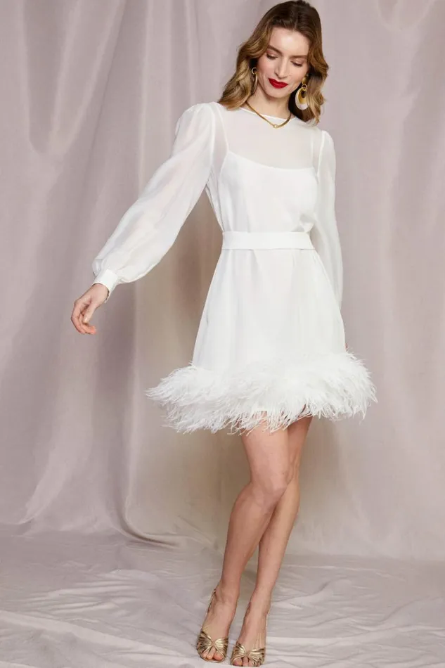 Women RIXO All Bridal Letty Silk Mini Dress Ivory