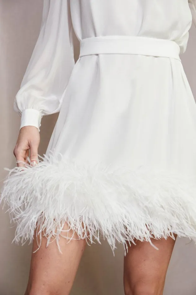 Women RIXO All Bridal Letty Silk Mini Dress Ivory