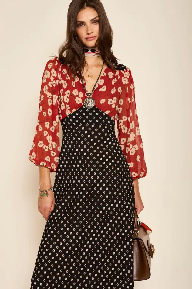 Women RIXO All Clothing Kaila Midi Dress Shibori Black Mix