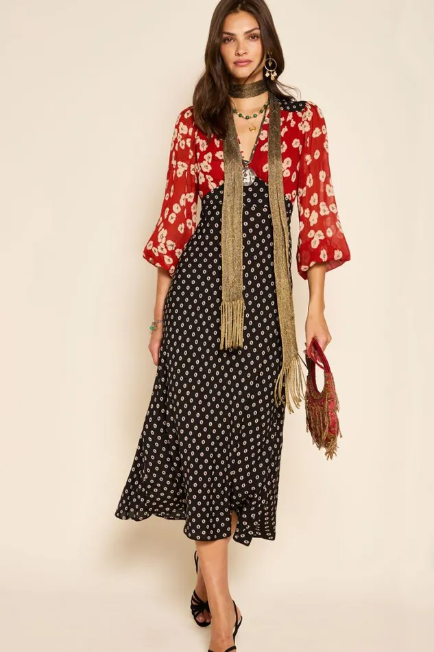 Women RIXO All Clothing Kaila Midi Dress Shibori Black Mix