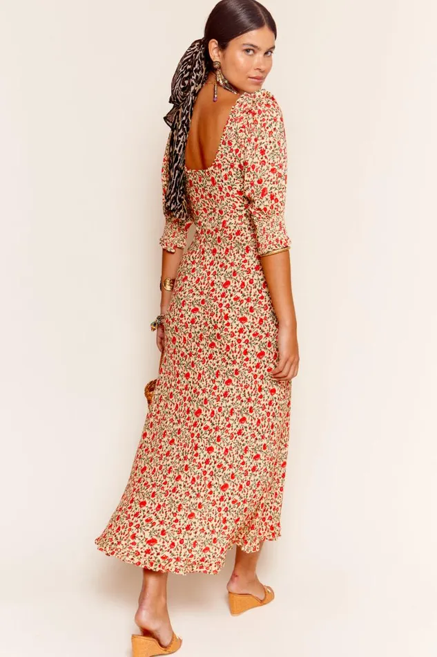 Women RIXO All Clothing Sathya Midi Dress Ditsy Trail Cream