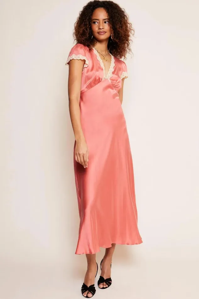 Women RIXO Extended Sizing Clarice Midi Dress Coral