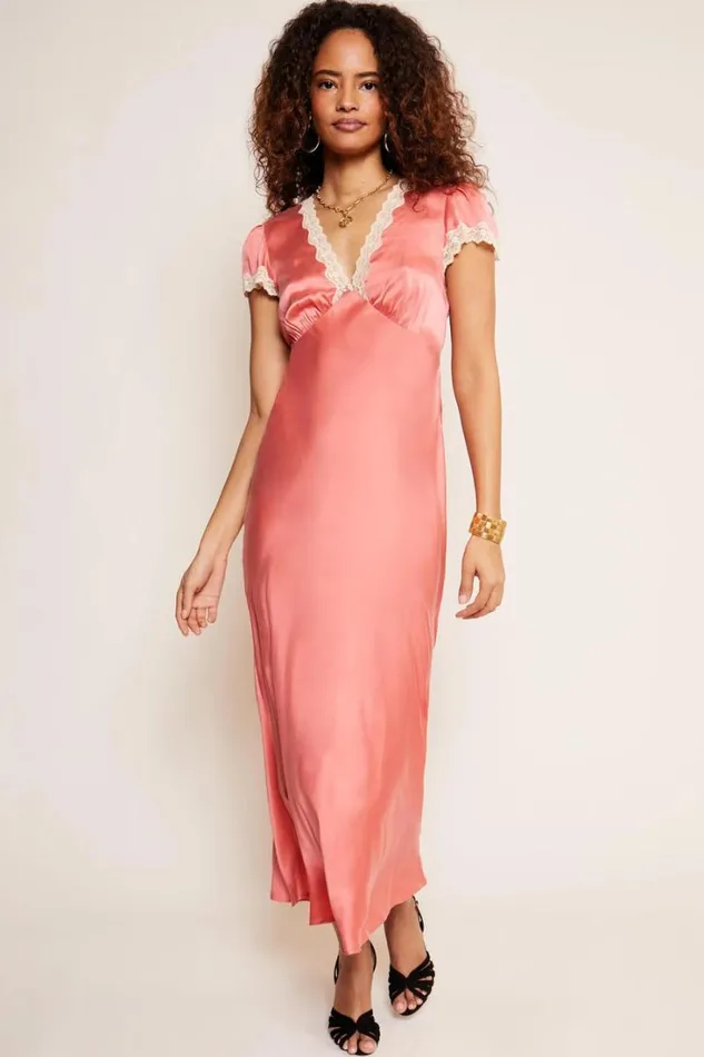 Women RIXO Extended Sizing Clarice Midi Dress Coral