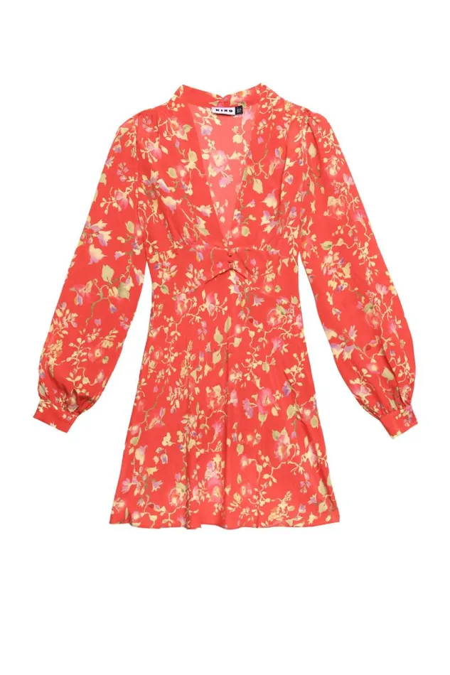 Women RIXO Last Chance Hebe Silk Mini Dress Waterblossom Red