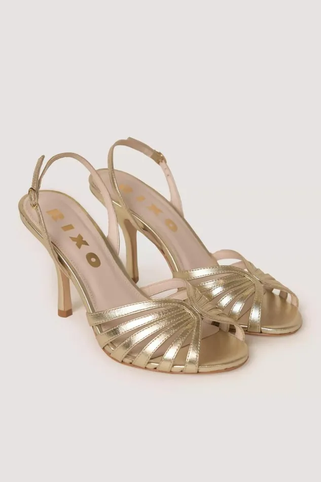 Women RIXO Shoes Mavi Leather Sandals Gold