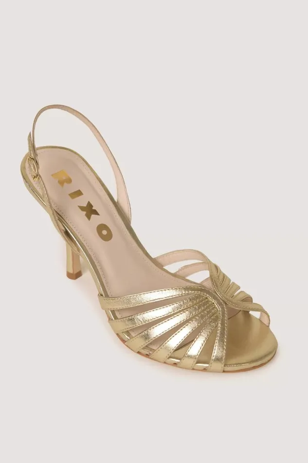 Women RIXO Shoes Mavi Leather Sandals Gold