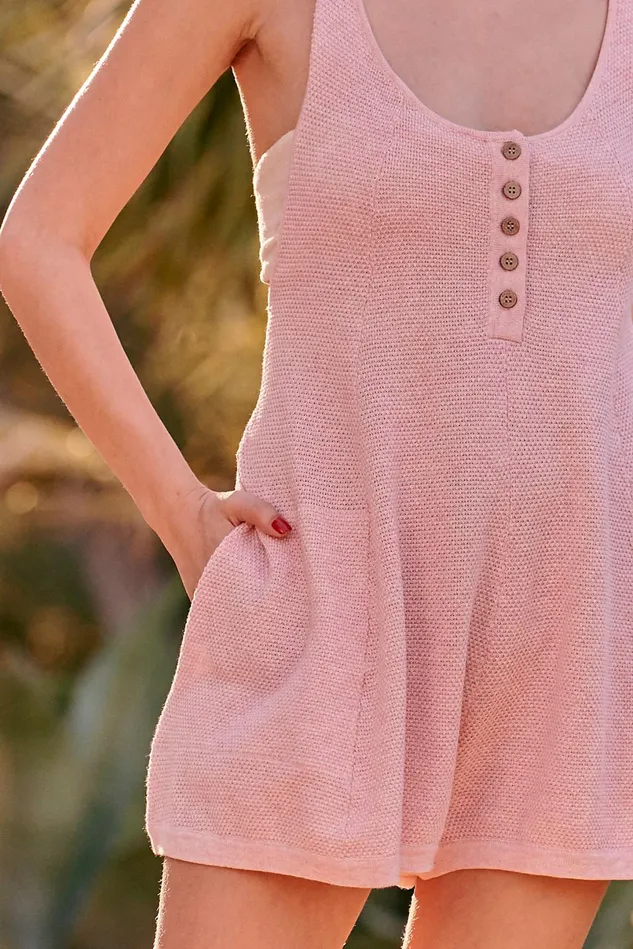 Women Rompers Free People Hailee Sweater Romper Dreamy Pink