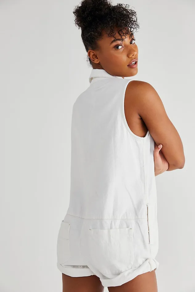 Women Rompers Free People OneTeaspoon Braxton Utility Suit White