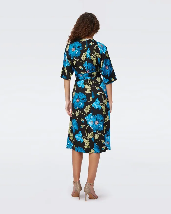 Women Rosalina Reversible Wrap Dress Hendrix Floral Pink Dot And Teal DVF Dresses