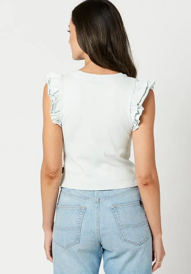 Women Ruffled Sylvie Tank Top White Buffalo David Bitton Tops and Tees