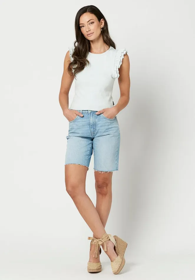 Women Ruffled Sylvie Tank Top White Buffalo David Bitton Tops and Tees