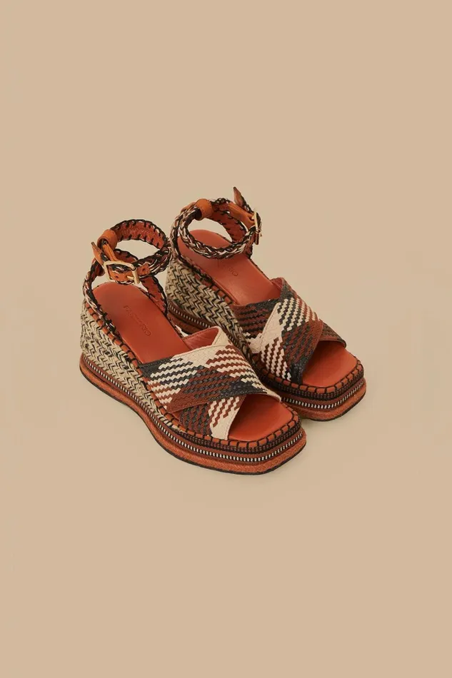 Women Rust Multi Texture Wedge Sandal Rust FARM Rio Sandals