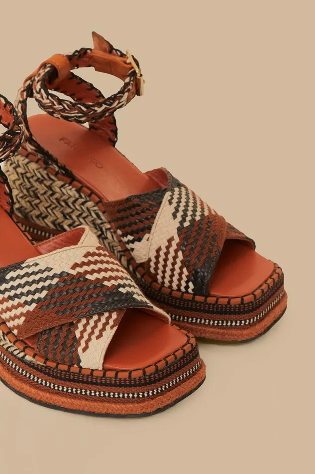 Women Rust Multi Texture Wedge Sandal Rust FARM Rio Sandals