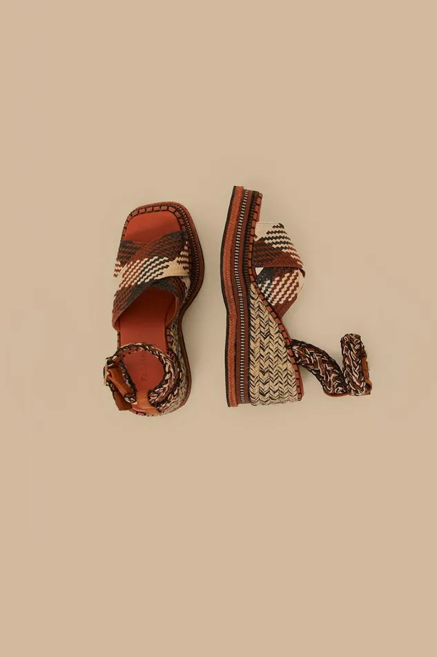 Women Rust Multi Texture Wedge Sandal Rust FARM Rio Sandals