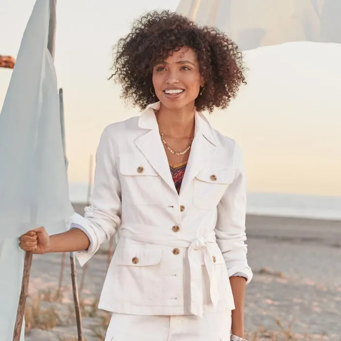 Women Safari Wonder Linen Jacket Petite Olive Sundance Catalog Petite Styles