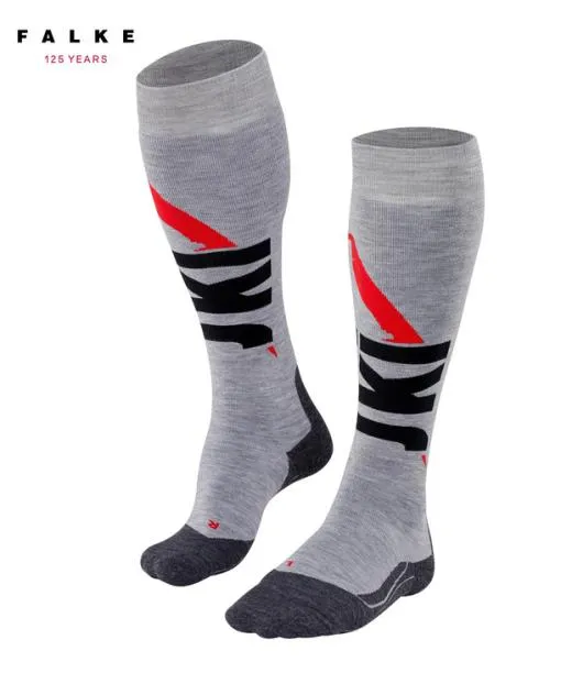 Women SK4 125 Years Women Skiing Kneehigh Socks Mgrey Mel FALKE Ski Socks