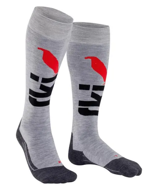 Women SK4 125 Years Women Skiing Kneehigh Socks Mgrey Mel FALKE Ski Socks