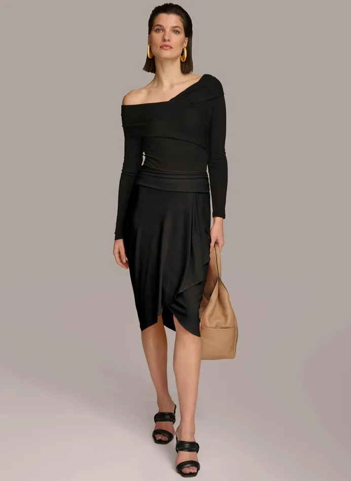 Women Skirts Donna Karan RUCHED SKIRT Black