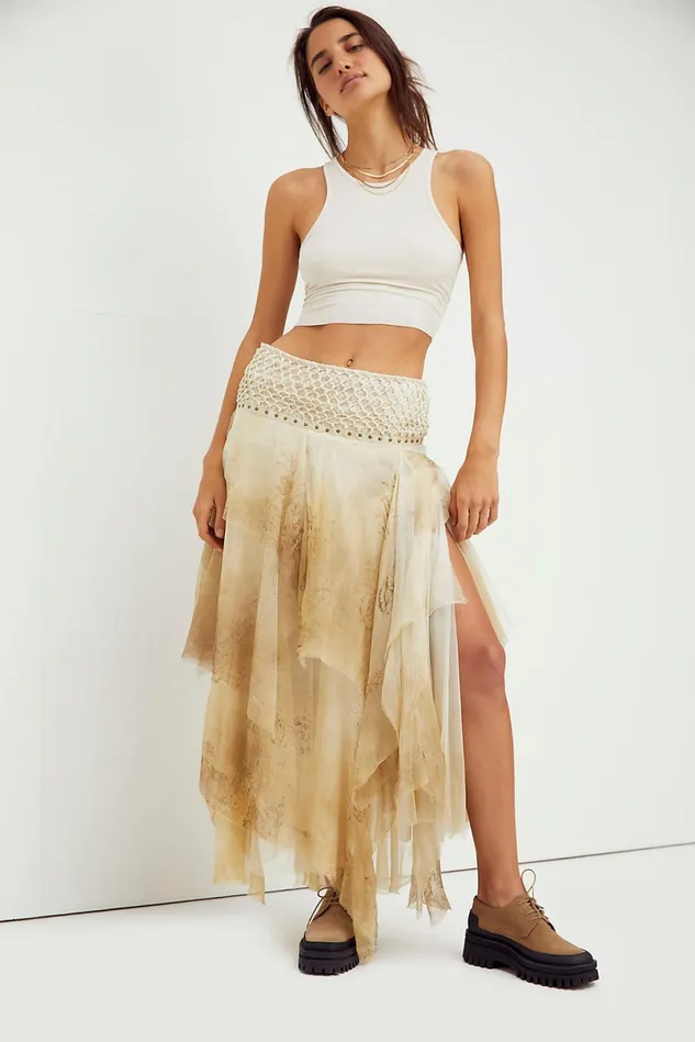 Women Skirts Free People Mid Summer Dream Skirt White Gold