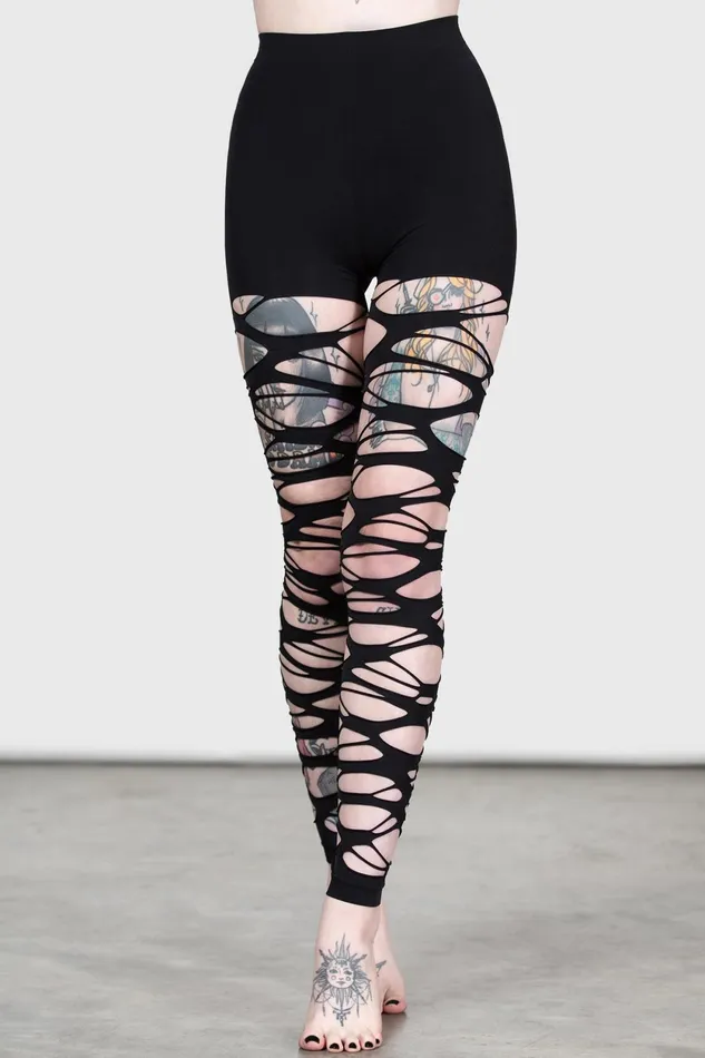 Women Socks and Tights Killstar Carved Up Slashed Tights
