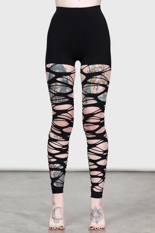 Women Socks and Tights Killstar Carved Up Slashed Tights