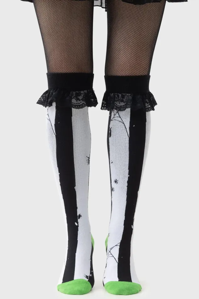 Women Socks and Tights Killstar Distressed Stripe Knee High Socks