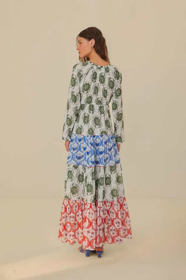 Women Stamp Mix Long Sleeve Maxi Dress Stamp Mix FARM Rio Maxi Dresses