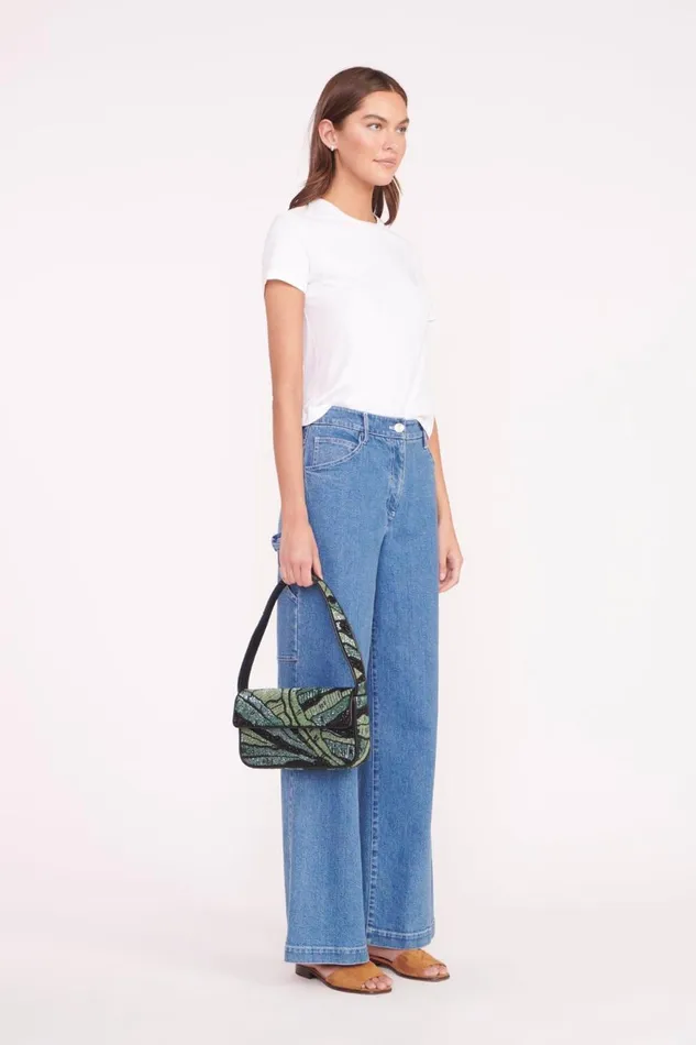 Women STAUD Beaded TOMMY BEADED BAG GREEN PALM