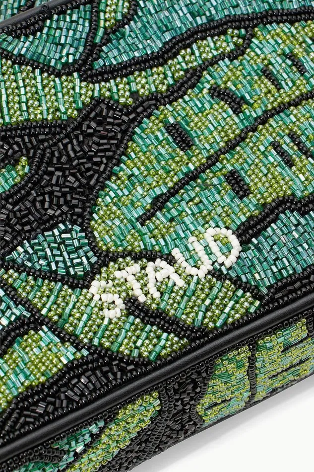 Women STAUD Beaded TOMMY BEADED BAG GREEN PALM