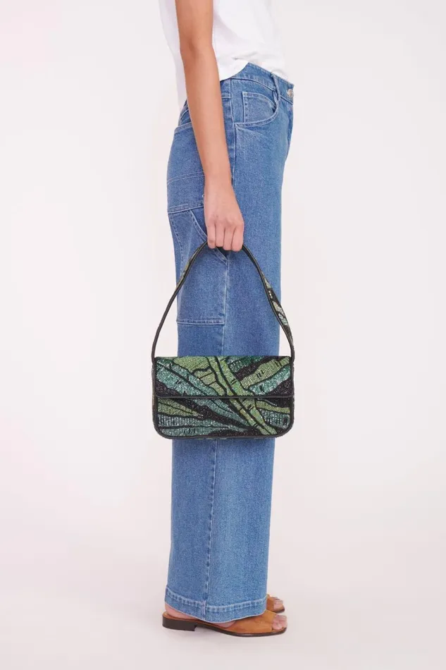 Women STAUD Beaded TOMMY BEADED BAG GREEN PALM