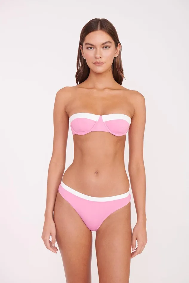 Women STAUD Bikinis JO BALCONETTE BIKINI TOP CORAL PINK WHITE