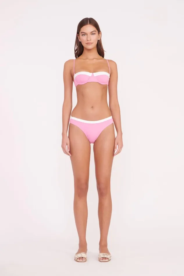 Women STAUD Bikinis JO BALCONETTE BIKINI TOP CORAL PINK WHITE