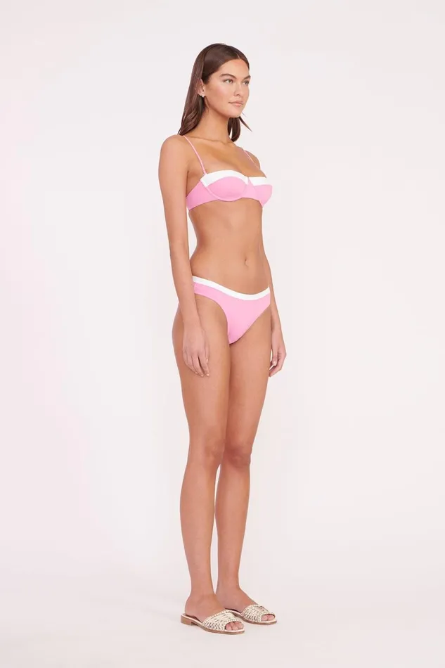 Women STAUD Bikinis JO BALCONETTE BIKINI TOP CORAL PINK WHITE