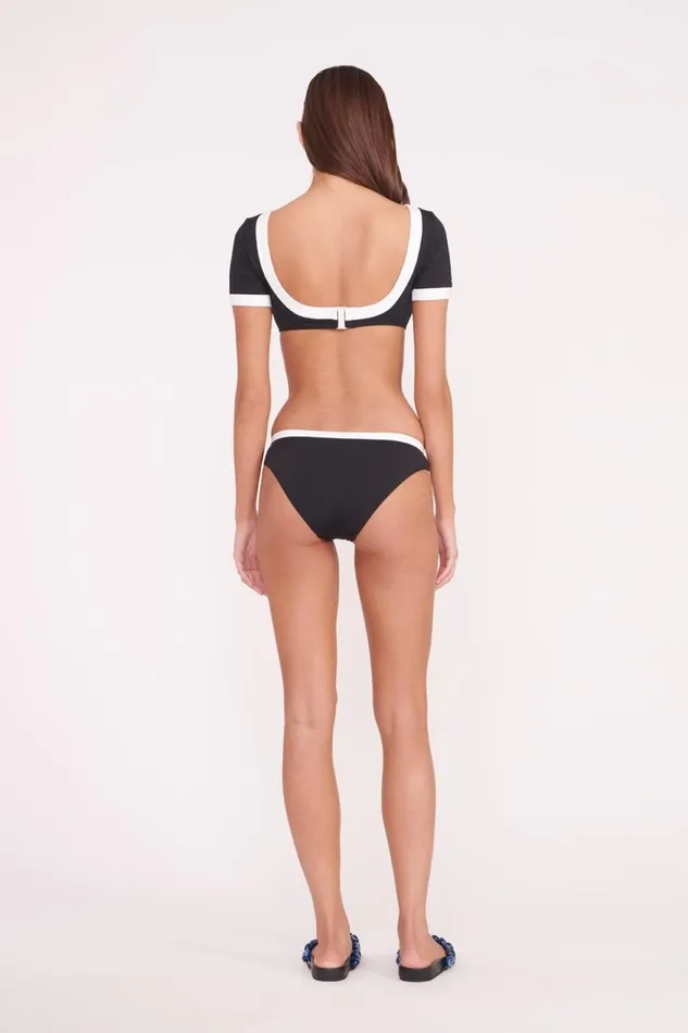 Women STAUD Bikinis LILY SHORT SLEEVE BIKINI TOP BLACK WHITE Women STAUD Bikinis LILY SHORT SLEEVE BIKINI TOP BLACK WHITE