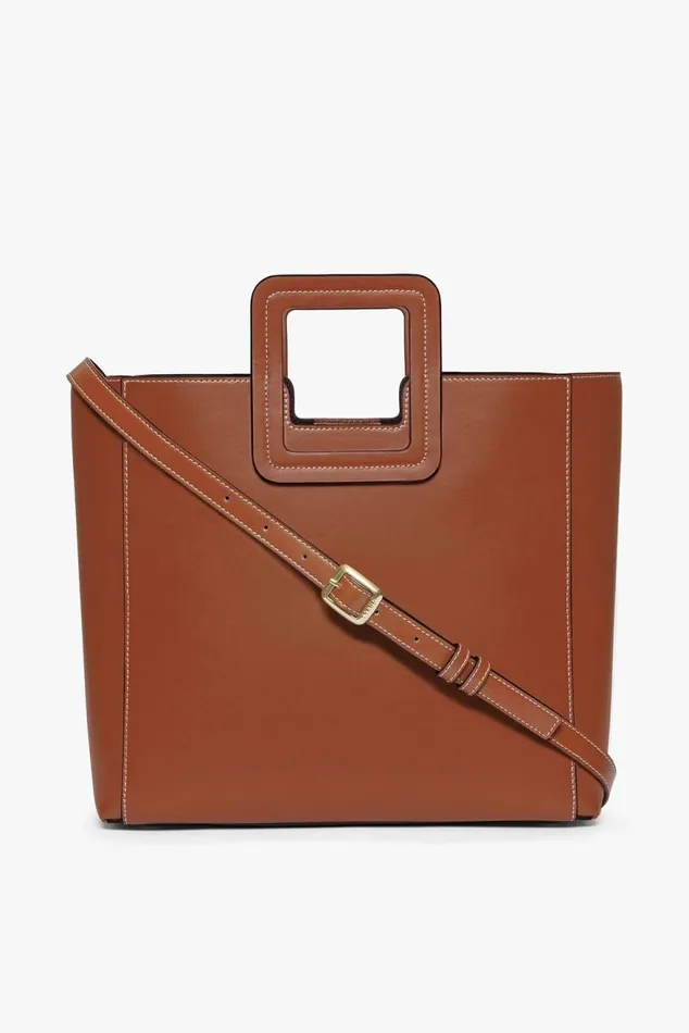 Women STAUD Crossbody SHIRLEY LEATHER BAG SADDLE
