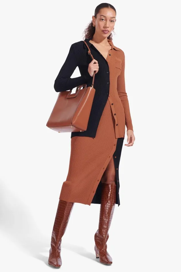 Women STAUD Crossbody SHIRLEY LEATHER BAG SADDLE