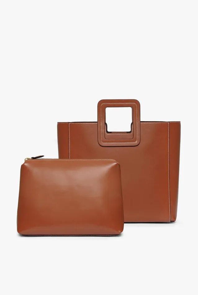 Women STAUD Crossbody SHIRLEY LEATHER BAG SADDLE