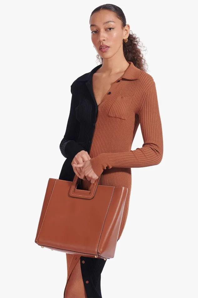 Women STAUD Crossbody SHIRLEY LEATHER BAG SADDLE