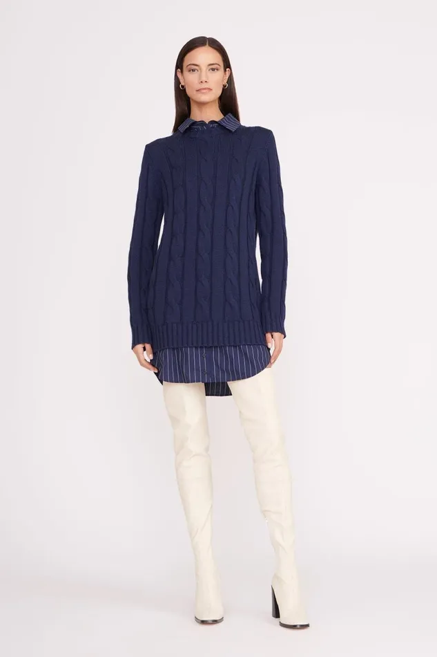 Women STAUD Dresses ALDRIN DRESS NAVY PINSTRIPE